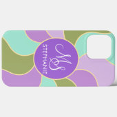 パープモノグラムのリエレガントングリーンレトロ太陽波 Case-Mate iPhoneケース (裏面 (横))