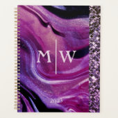 パープモノグラムのルエレガントマーブルグリッターラグジュアリー プランナー手帳 (正面)