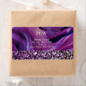 パープモノグラムのルエレガントマーブルグリッターラグジュアリー ラベル (インサイチュ)