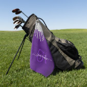 パープモノグラムのル王室のシルバードリップグリッター ゴルフタオル (グリーン)