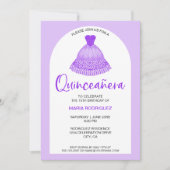 パープユニークルモダンゴウンキンセアネラお祝い 招待状 (正面)