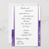 パープリボンハートダマスクウェディングフォト招待状 招待状 (裏面)