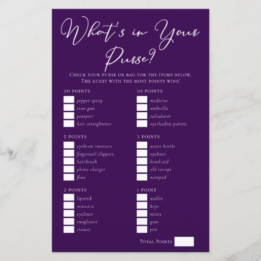パープルあなたの財布のブライダルシャワーゲーム (正面)