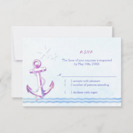 パープルいかり航海のビーチ結婚式RSVP 出欠カード