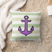 パープルいかり、ボートいかり、船舶いかり、ストライプ クッション (ブランケット)