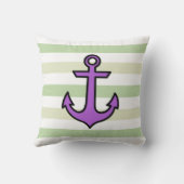 パープルいかり、ボートいかり、船舶いかり、ストライプ クッション (裏面)