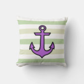 パープルいかり、ボートいかり、船舶いかり、ストライプ クッション (正面)