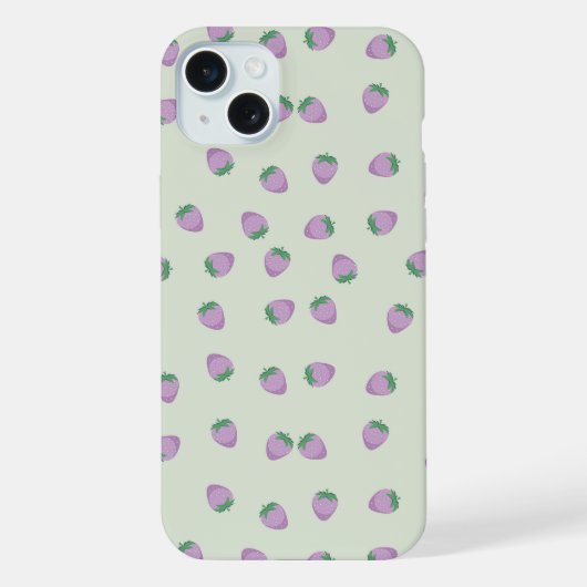 パープルいちごパターン iPhoneケース (裏面)