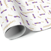 パープルおめでとうの卒業証書 ラッピングペーパー (ロールコーナー)