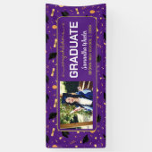 パープルおめでとうカスタム大学院写真卒業 横断幕 (縦)