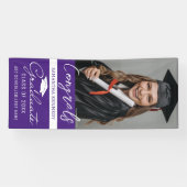 パープルおめでとうグラッド写真垂直方向の卒業 横断幕 (横)