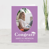 パープルおめでとう大学院写真卒業カード カード (正面)