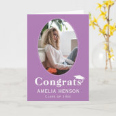 パープルおめでとう大学院写真卒業カード カード (黄色い花)