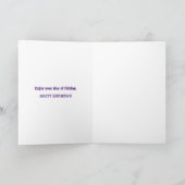 パープルおもしろいザワーキング猫誕生日魚釣りカード カード (内部)