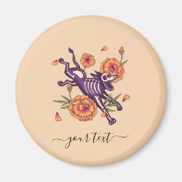 パープルおもしろいスケルトン犬の死んだ文字おもしろいの日 マグネット