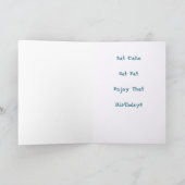 パープルおもしろいハットハッピーバースデーの太い猫 カード (内部)