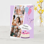 パープルおもしろいハッピーバースデー折り畳みグリーティングカード カード (黄色い花)