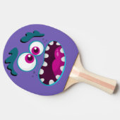 パープルおもしろいモンスターキャラクターハッピーホラー顔 卓球ラケット (横)