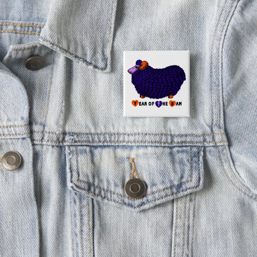 パープルおもしろいラム中国の年〔占星術の〕十二宮図スクエアB 缶バッジ (インサイチュ)