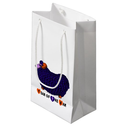 パープルおもしろいラム中国の年〔占星術の〕十二宮図S抱き枕 スモールペーパーバッグ (正面アングル)