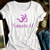 パープルおもしろいOMシンボルナマステAFクールおもしろいヨガ Tシャツ