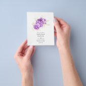 パープルおよびアイボリーフローラ結婚式招待状 チラシ (手)