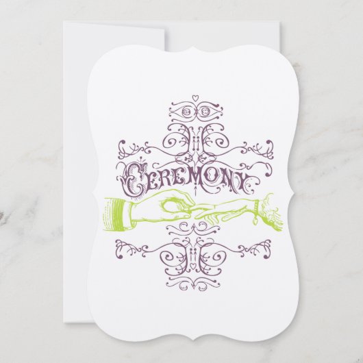 パープルおよびライムモダンヴィンテージタイポグラフィ招待状 招待状 (裏面)