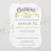 パープルおよびライムモダンヴィンテージタイポグラフィ招待状 招待状 (正面/裏面)