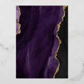 パープルおよび金ゴールドアゲ結婚ートのフォイル招待状 箔招待状 (裏面)