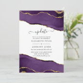 パープルおよび金ゴールドアゲ結婚ートの更新招待状 招待状 (スタンド正面)
