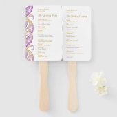 パープルおよび金ゴールドインディアンペイズリー結婚式 プログラム ハンドファン (正面&裏面)