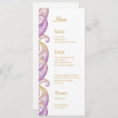 パープルおよび金ゴールドインディアン結婚ペイズリー メニュー (正面/裏面)