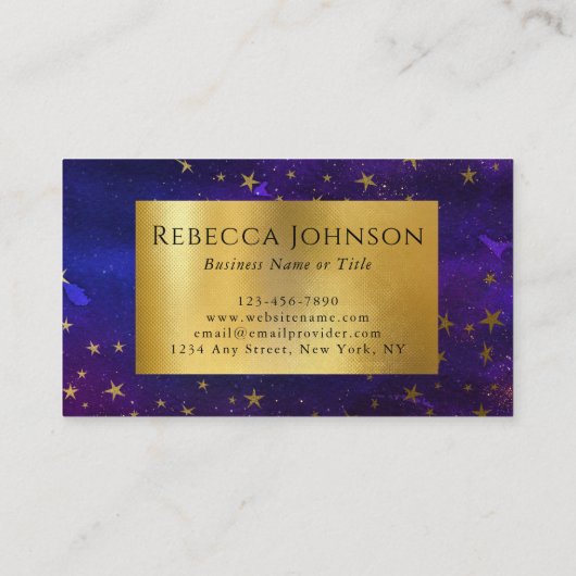 パープルおよび金ゴールドグリッター名刺 名刺 (裏面)