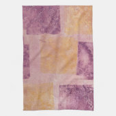 パープルおよび金ゴールドスクエアゲルプリント キッチンタオル (縦)