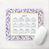 パープルおよび金ゴールドフローラつる植物 | 2021カレンダー マウスパッド (マウス)