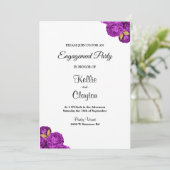 パープルおよび金ゴールドフローラ婚約パーティ 招待状 (スタンド正面)