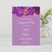 パープルおよび金ゴールドフローラ婚約パーティ 招待状 (スタンド正面)