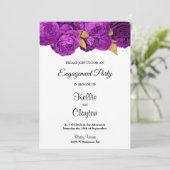 パープルおよび金ゴールドフローラ婚約パーティ 招待状 (スタンド正面)