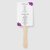 パープルおよび金ゴールドフローラ結婚式 プログラムハンドファン ハンドファン (裏面)