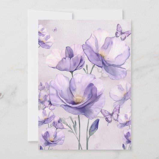 パープルお洒落ウォーターカラーフェアリー誕生日 招待状 (裏面)