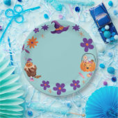 パープルお洒落オレンジキッズハローウィンパーティ ペーパープレート (パーティー)