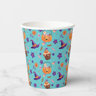 パープルお洒落オレンジキッズハローウィンパーティ 紙コップ