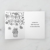 パープルお洒落ガールズバタフライカップケーキ誕生日 カード (内部)