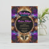パープルお洒落ピンクボヘミアンプリンセス誕生日 招待状 (スタンド正面)
