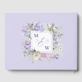 パープルお洒落フローラロマンチックな結婚式RSVP ゲストブック (裏面)