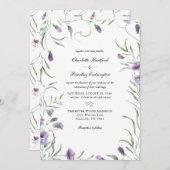 パープルお洒落フローラ結婚式招待状 招待状 (正面/裏面)