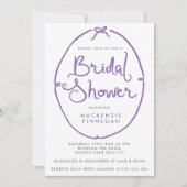 パープルお洒落ボウブライダルシャワー 招待状 (正面)