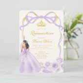 パープルお洒落金ゴールドボウフローラクインセアニラ 招待状 (スタンド正面)