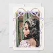 パープルお洒落金ゴールドボウフローラクインセアニラ 招待状 (裏面)