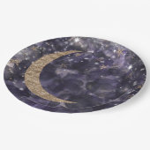 パープルお洒落金ゴールドムーンスターズ赤ちゃんシャワー ペーパープレート (アングル)